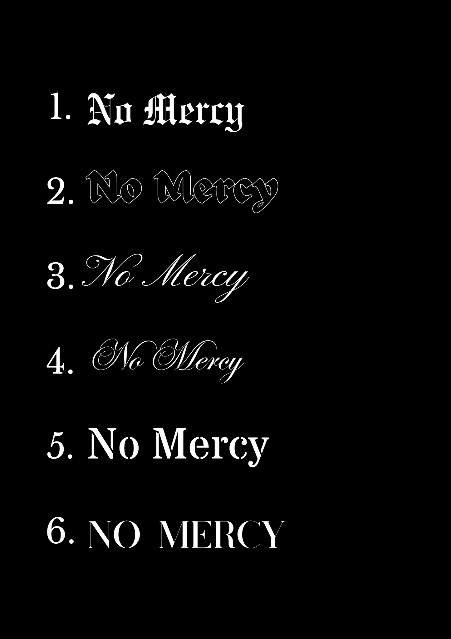 Schriftstil-Muster No Mercy