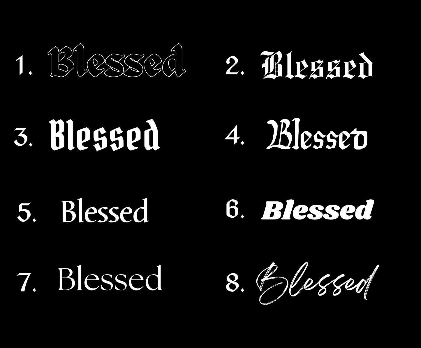 Schriftstil-Muster Blessed