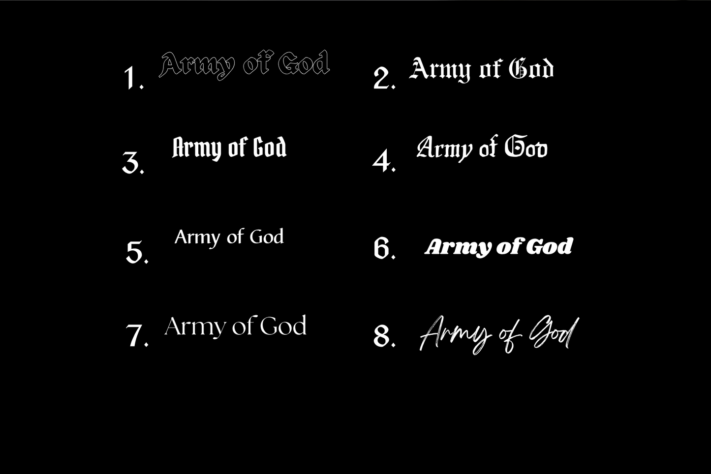 Schriftstil-Muster - Army of God